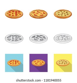 Isolated object of pizza and food logo. Set of pizza and italy stock vector illustration.