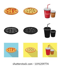 Isolated object of pizza and food logo. Set of pizza and italy vector icon for stock.