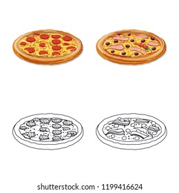 Isolated object of pizza and food logo. Collection of pizza and italy stock vector illustration.