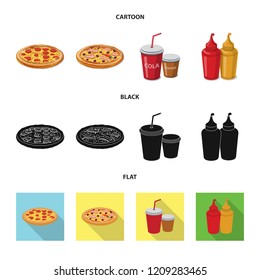 Isolated object of pizza and food logo. Set of pizza and italy vector icon for stock.