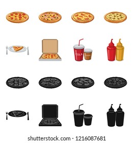 Isolated object of pizza and food logo. Set of pizza and italy stock symbol for web.