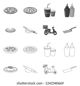 Isolated object of pizza and food logo. Collection of pizza and italy stock symbol for web.