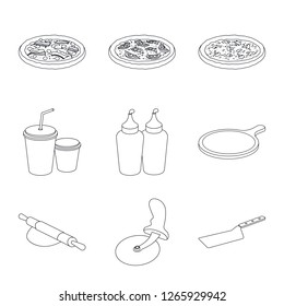 Isolated object of pizza and food logo. Set of pizza and italy stock vector illustration.