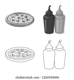 Isolated object of pizza and food logo. Collection of pizza and italy stock vector illustration.