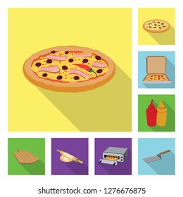 Isolated object of pizza and food logo. Set of pizza and italy stock vector illustration.