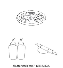 Isolated object of pizza and food logo. Collection of pizza and italy vector icon for stock.