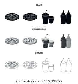 Isolated object of pizza and food logo. Set of pizza and italy stock vector illustration.