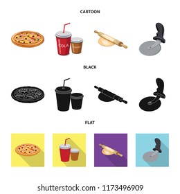 Isolated object of pizza and food sign. Set of pizza and italy vector icon for stock.