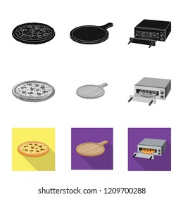 Isolated object of pizza and food sign. Collection of pizza and italy stock vector illustration.