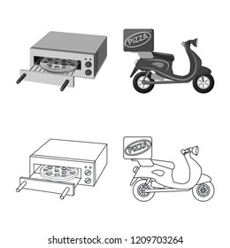 Isolated object of pizza and food sign. Set of pizza and italy stock symbol for web.
