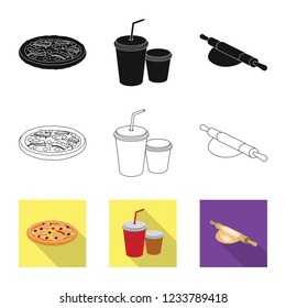 Isolated object of pizza and food sign. Collection of pizza and italy stock symbol for web.