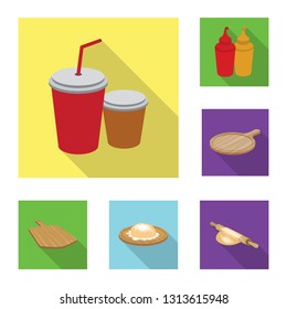 Isolated object of pizza and food sign. Set of pizza and italy stock vector illustration.