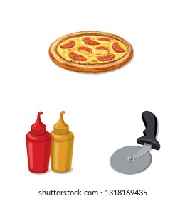 Isolated object of pizza and food sign. Set of pizza and italy stock symbol for web.