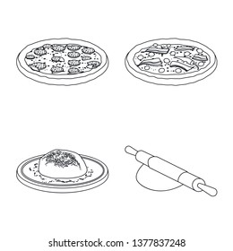 Isolated object of pizza and food sign. Collection of pizza and italy stock vector illustration.