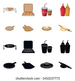 Isolated object of pizza and food sign. Set of pizza and italy stock symbol for web.