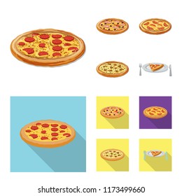 Isolated object of pizza and food symbol. Set of pizza and italy stock vector illustration.