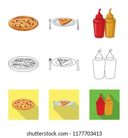 Isolated object of pizza and food symbol. Collection of pizza and italy stock symbol for web.