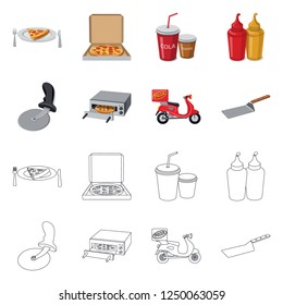 Isolated object of pizza and food symbol. Collection of pizza and italy vector icon.
