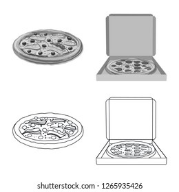 Isolated object of pizza and food symbol. Set of pizza and italy stock vector illustration.