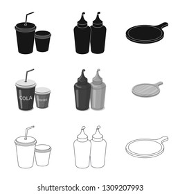 Isolated object of pizza and food symbol. Set of pizza and italy stock symbol for web.