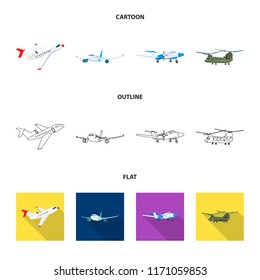 Isolated object of plane and transport icon. Collection of plane and sky vector icon for stock.