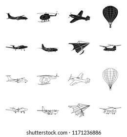 Isolated object of plane and transport icon. Collection of plane and sky stock symbol for web.