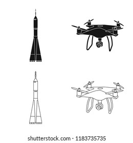 Isolated object of plane and transport icon. Collection of plane and sky stock symbol for web.
