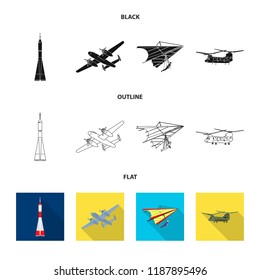 Isolated object of plane and transport icon. Collection of plane and sky stock symbol for web.