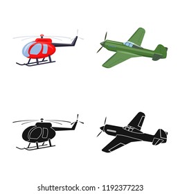 Isolated object of plane and transport icon. Collection of plane and sky stock symbol for web.