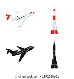 Isolated object of plane and transport icon. Set of plane and sky stock symbol for web.