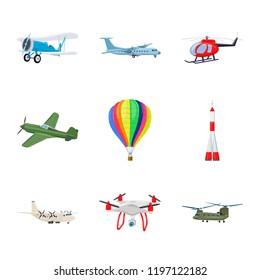 Isolated object of plane and transport icon. Collection of plane and sky vector icon for stock.