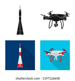 Isolated object of plane and transport icon. Set of plane and sky stock vector illustration.