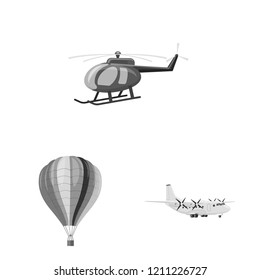 Isolated object of plane and transport icon. Collection of plane and sky stock vector illustration.
