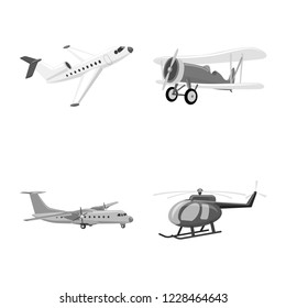 Isolated object of plane and transport icon. Collection of plane and sky stock symbol for web.
