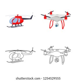 Isolated object of plane and transport icon. Set of plane and sky stock symbol for web.