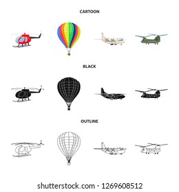 Isolated object of plane and transport icon. Set of plane and sky stock symbol for web.