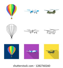 Isolated object of plane and transport icon. Set of plane and sky stock vector illustration.