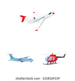Isolated object of plane and transport icon. Set of plane and sky stock symbol for web.