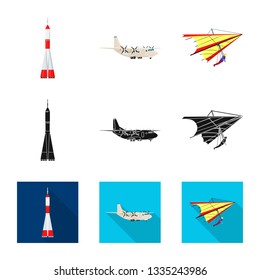 Isolated object of plane and transport icon. Collection of plane and sky stock vector illustration.