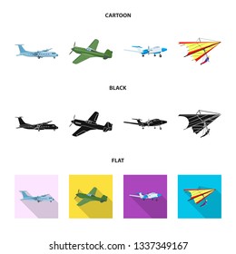 Isolated object of plane and transport icon. Set of plane and sky stock symbol for web.