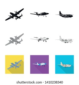 Isolated object of plane and transport icon. Collection of plane and sky stock symbol for web.