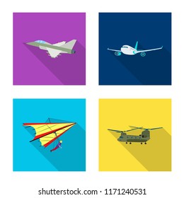 Isolated object of plane and transport logo. Collection of plane and sky stock symbol for web.