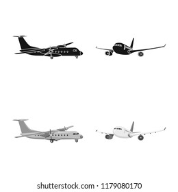 Isolated object of plane and transport logo. Set of plane and sky stock vector illustration.