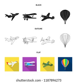 Isolated object of plane and transport logo. Set of plane and sky vector icon for stock.