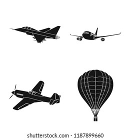 Isolated object of plane and transport logo. Set of plane and sky stock symbol for web.
