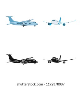 Isolated object of plane and transport logo. Set of plane and sky stock vector illustration.