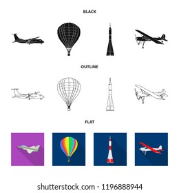 Isolated object of plane and transport logo. Collection of plane and sky vector icon for stock.