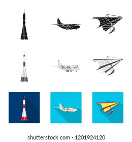 Isolated object of plane and transport logo. Collection of plane and sky stock symbol for web.