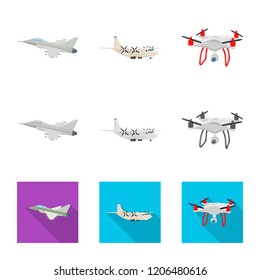 Isolated object of plane and transport logo. Collection of plane and sky stock vector illustration.