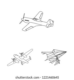 Isolated object of plane and transport logo. Set of plane and sky stock vector illustration.